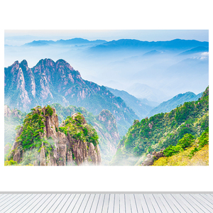 黄山客厅装饰画高山大山石头山卧室餐厅墙贴画壁画自粘画靠山图