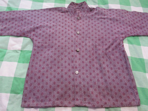 日本购民族老衣服女装收藏70f年代紫色纯棉有机玻璃纽扣袄罩道具