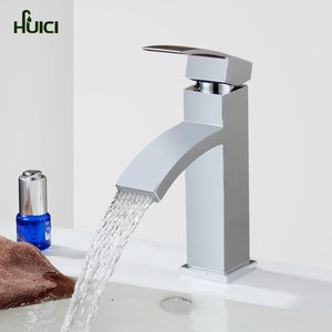 单把单孔瀑布扁嘴龙头台上盆面盆冷热宽嘴龙头