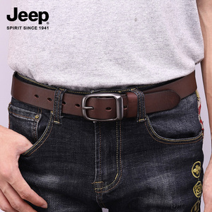 jeep头层纯牛皮皮带男真皮针扣复古时尚潮流个性牛仔裤腰带