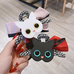 韩国可爱猫咪发夹鲨鱼夹女双面设计蝴蝶结抓夹后脑勺大号夹子头饰