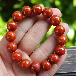 拍卖缅甸正品翡翠红手串天然红翡男女款手链13mm翡翠珠子手串
