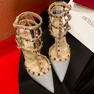 0024人付款淘宝代购valentino/华伦天奴高跟鞋两环三环绑带铆钉女鞋