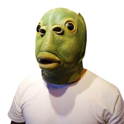 动物搞怪火星人丑鱼头丑鱼绿鱼人头套抖音面具沙雕怪怪鱼恶棍搞m