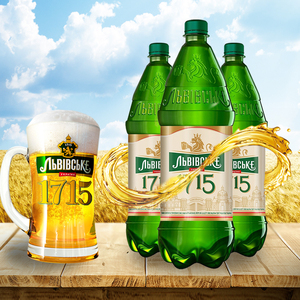俄罗斯原装进口乌克兰啤酒1715嘉士伯浓麦芽精酿黄啤酒1.4升*6桶