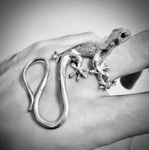 sk8 宫下贵裕风格中古壁虎the soloist戒指925银情侣蜥蜴庇护指环