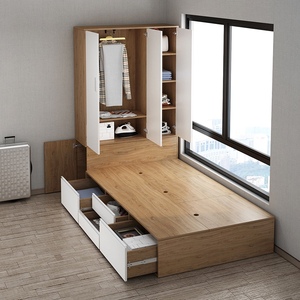 榻榻米床衣柜一体组合卧室1.2米储物床单人小户型多功能推拉门柜