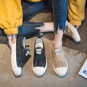 爱拍女鞋旗舰店懒人鞋2021春季新款帆布鞋休闲一脚蹬平底乐福学生