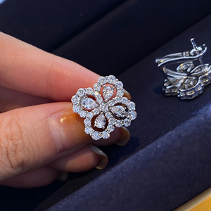 满钻loop耳钉女纯银镀18k金耳环海瑞温斯顿耳扣harry winston耳饰