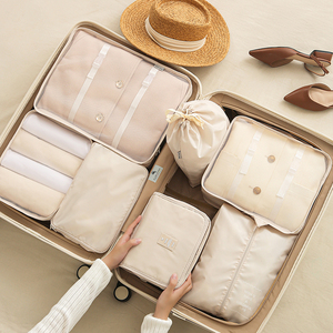 旅行收纳袋八件套行李箱衣物行李分装内衣鞋包套服分类整理袋套装