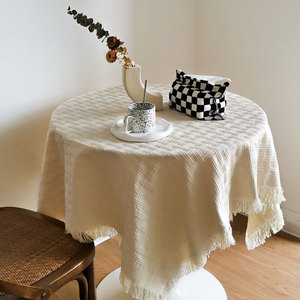 小圆桌桌布茶几ing风法式ins风复古米色蕾丝氛围感轻奢高级感圆形