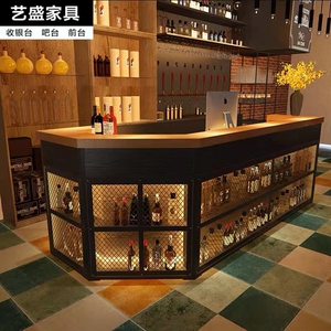 工业风酒吧ktv吧台复古转角收银台柜台烧烤火锅店咖啡厅接待前台
