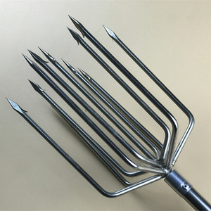 高档超大11齿不锈钢鱼叉 伸缩抄圆杆 网尖尖扁带倒刺灯笼叉 奢华