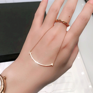 欧洲代购tiffany/蒂芙尼笑脸项链 18k金 带钻 微笑女士百搭锁骨链