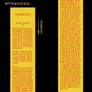 22微缩x版中文楞严咒全篇纸张彩印佛教经文红字微印黄纸小号1个a.