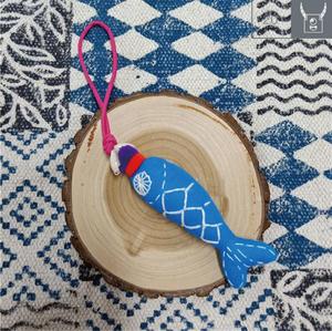 泰国手工蓝染刺子绣鱼挂fg饰包挂件