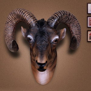 羊头装饰壁挂仿真