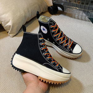 赵露思肖战明星同款女鞋威尔匡威尔匡jw联名帆布鞋厚底增高松糕鞋