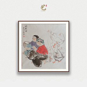 孙刚柱 写意花鸟人物之十二 水墨 尺寸68x68cm 画家真迹原稿手绘