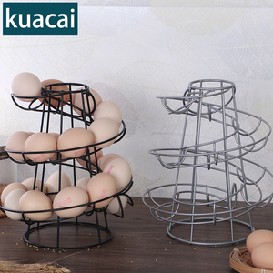 厨房创意镀彩鸡蛋架置物架 螺旋式篮子铁艺工艺品手提收纳神器1