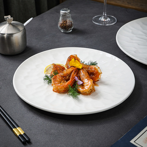 菜盘摆盘酒店饭店专用餐具平盘浅盘创意特色高级感白色中餐大盘子