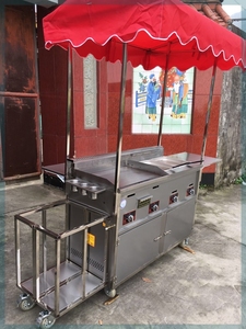 卖炸土豆小推车四轮电动铁板大鱿 煎饼果子摆摊车架子炸串油炸车