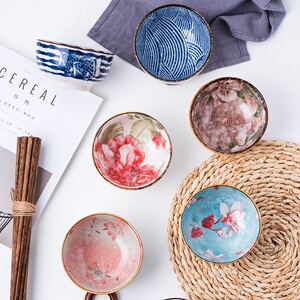 美特隆饭碗日式餐具单个碗套装高脚防烫吃饭碗家用创意陶瓷米饭.