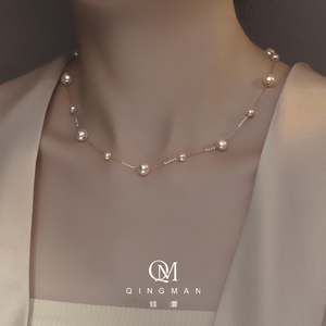 4种戴法淡水珍珠满天星项链女高级轻奢小众设计感时尚颈链锁骨链