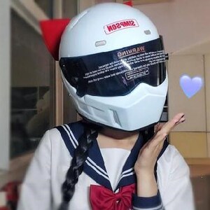 顶部电动车卡哇伊头饰川崎来梦学姐头盔蝴蝶结.帽子摩的镜片黑色