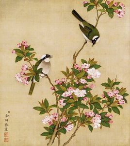 工笔画t底稿清余穉海棠花白描12-3#打印稿毛笔勾线宣纸稿