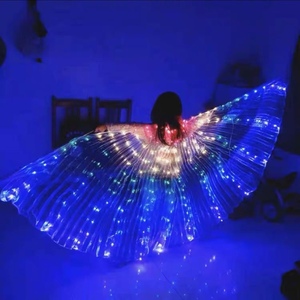 LED发光翅膀肚皮舞五彩色金翅跳舞发光蝴蝶披风360度舞台演出道具