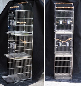 鹦鹉鹦鹉亚克力不锈钢鸟笼笼叠加式双层鸟笼三层不锈钢组合笼鸟笼