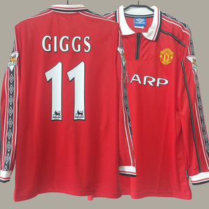 98-99曼联队主场长短袖足球服 贝克汉姆 吉格斯 斯科尔斯复古球衣