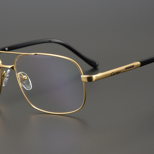 24k金色纯钛眼镜框超轻男 大脸商务全框双梁眼睛架配近视老花眼镜