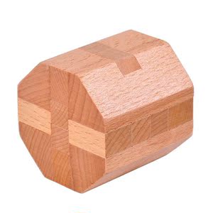 实木制八面体鲁班锁 正方形 圆形心形酒桶笼中取宝孔明锁藏物魔盒