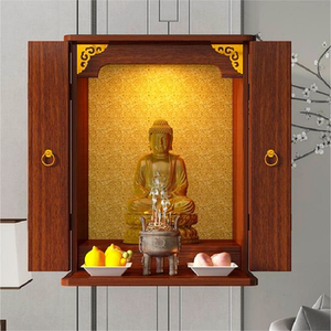 佛龛现代轻奢小型新中式挂墙柜神龛带门佛台祖宗牌柜观音佛像橱柜