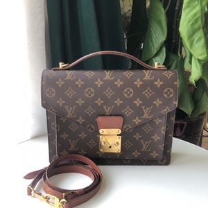 lv路易威登老花28寸2way蒙梭包锁扣方形单肩包拉链横款欧美休闲