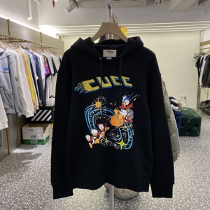 潮牌古奇古驰酷奇连帽唐老鸭印花卫衣g家男士秋冬宽松情侣长袖衫