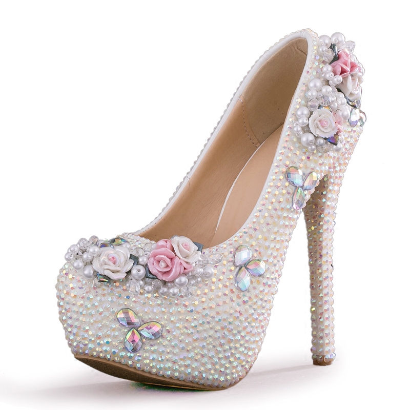 水晶高跟鞋女细跟晚礼服公主