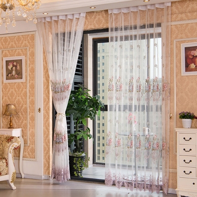 窗帘卧室温馨浪漫婚房装饰韩式家用客z厅阳台飘窗短窗纱帘绣花窗