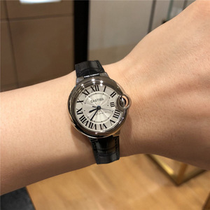 代购cartier/卡地亚手表女蓝气球钢带皮带全自动机械女表中号33mm