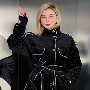 抖音同款 李李李婉君12.15小店专属上新 水钻菱格棉衣