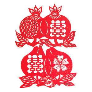 天津新款喜字窗花桃上炕石榴下炕桃结婚新房布置无纺布婚庆用品