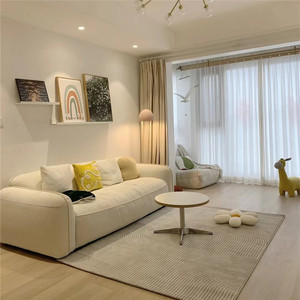 北欧奶油色小沙发客厅大小户型现代简约侘寂风科技布白色布艺沙发