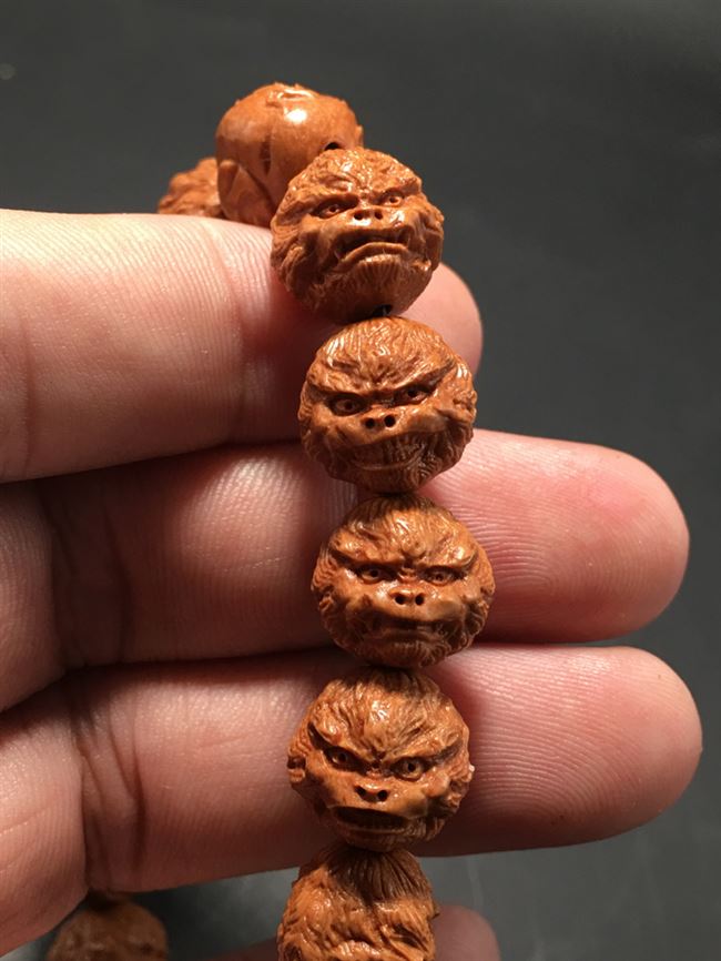 龙纹桃核雕刻齐天大圣猴子猴头猴脸1.2小籽小核文玩手串手持手链