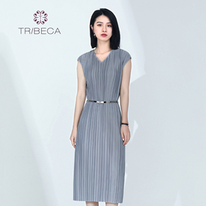 TRIBECA翠贝卡商场同款夏女士收腰显瘦无袖连衣裙