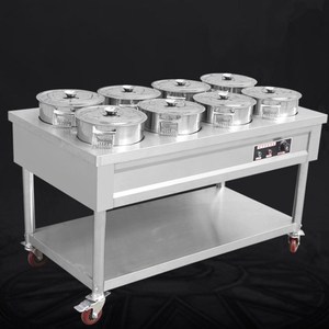 00秀河家具企业店86淘宝商用不锈钢电加热保温粥车汤桶台早餐移动