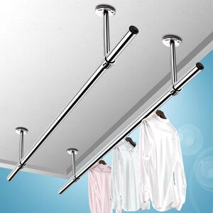 32加粗管不锈钢 晾衣杆阳台顶装吊装外墙