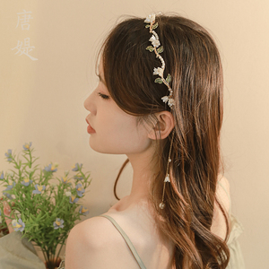 唐媞气质铃兰珍珠发箍中国风仙女流苏头箍高级感精致超仙花朵头饰