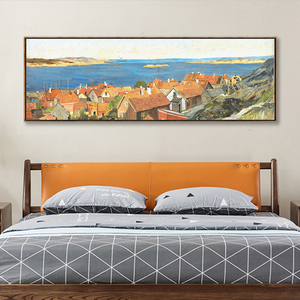 北欧现代油画画装饰画客厅印象派床头抽象复古地中海挂画卧室壁画